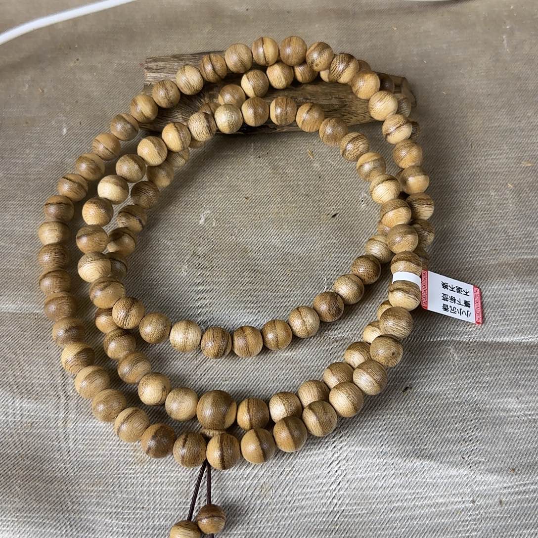 沉香碎屑沉香勾丝➕正区达拉干10圆珠多圈收藏级108克