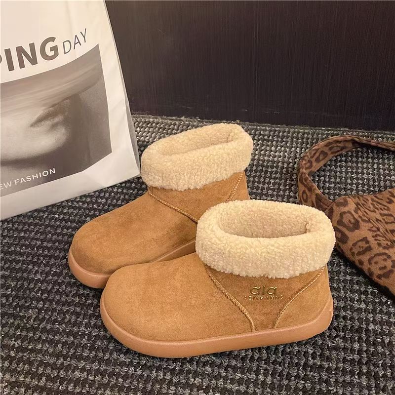 冬季加绒棉鞋时尚中筒两穿雪地靴时尚雪地靴秋冬