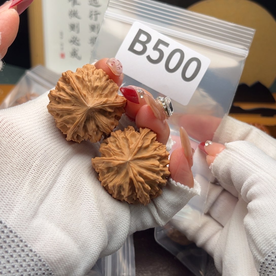 文玩核桃把件37岐山三棱b 500微泛油