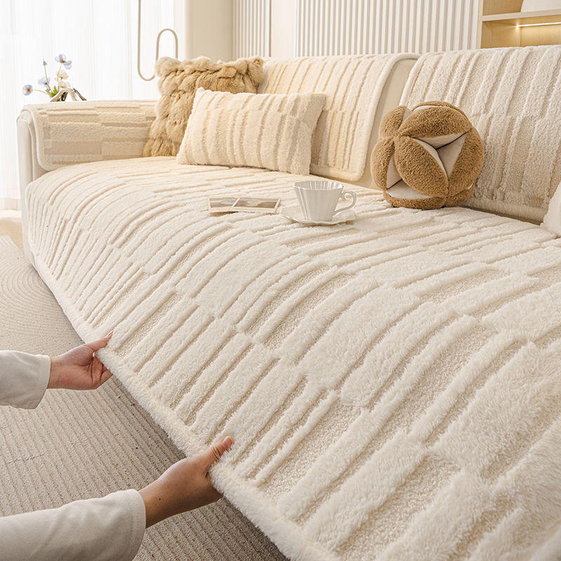 麦颜轻奢高级感沙发垫冬2025新款毛绒直排沙发坐垫固定防滑防猫抓