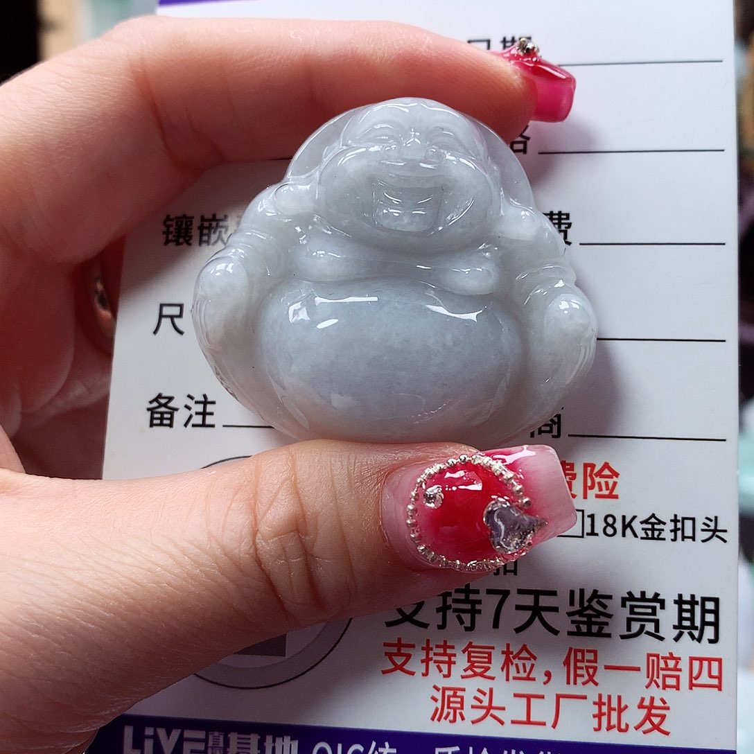 翡翠颈饰未镶嵌佛公，细纹，介意勿拍