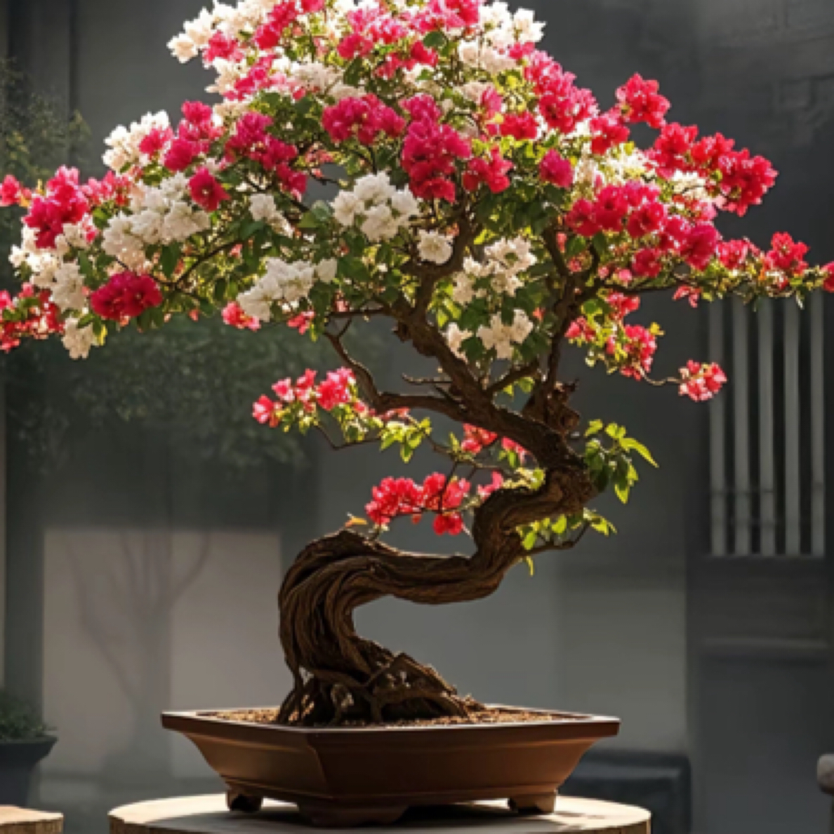 精品老桩三角梅花卉艺术盆景（一物一拍）大号花盆景