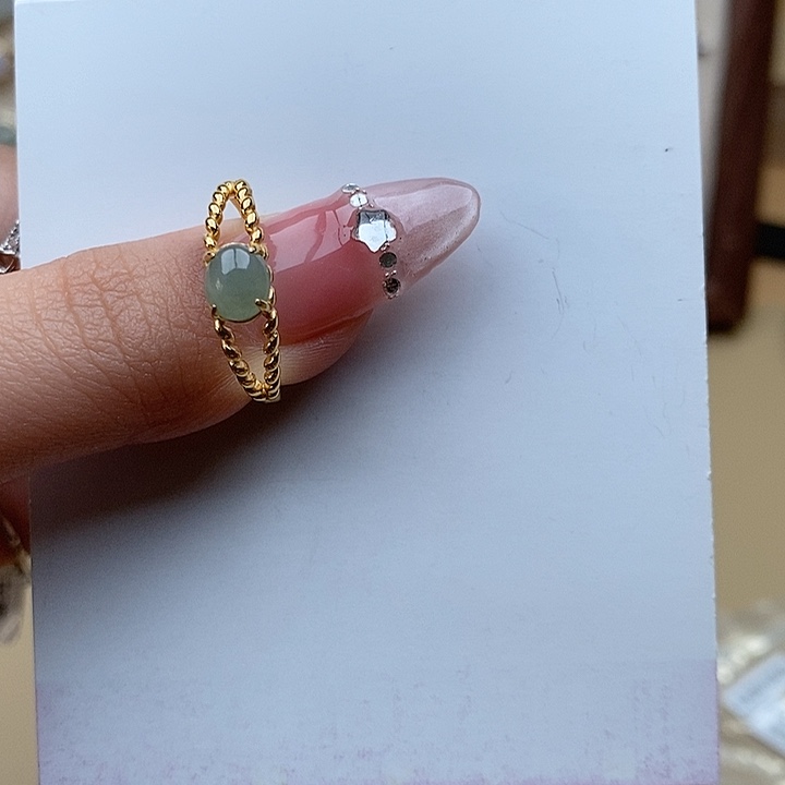 翡翠戒指银S925镶嵌1111