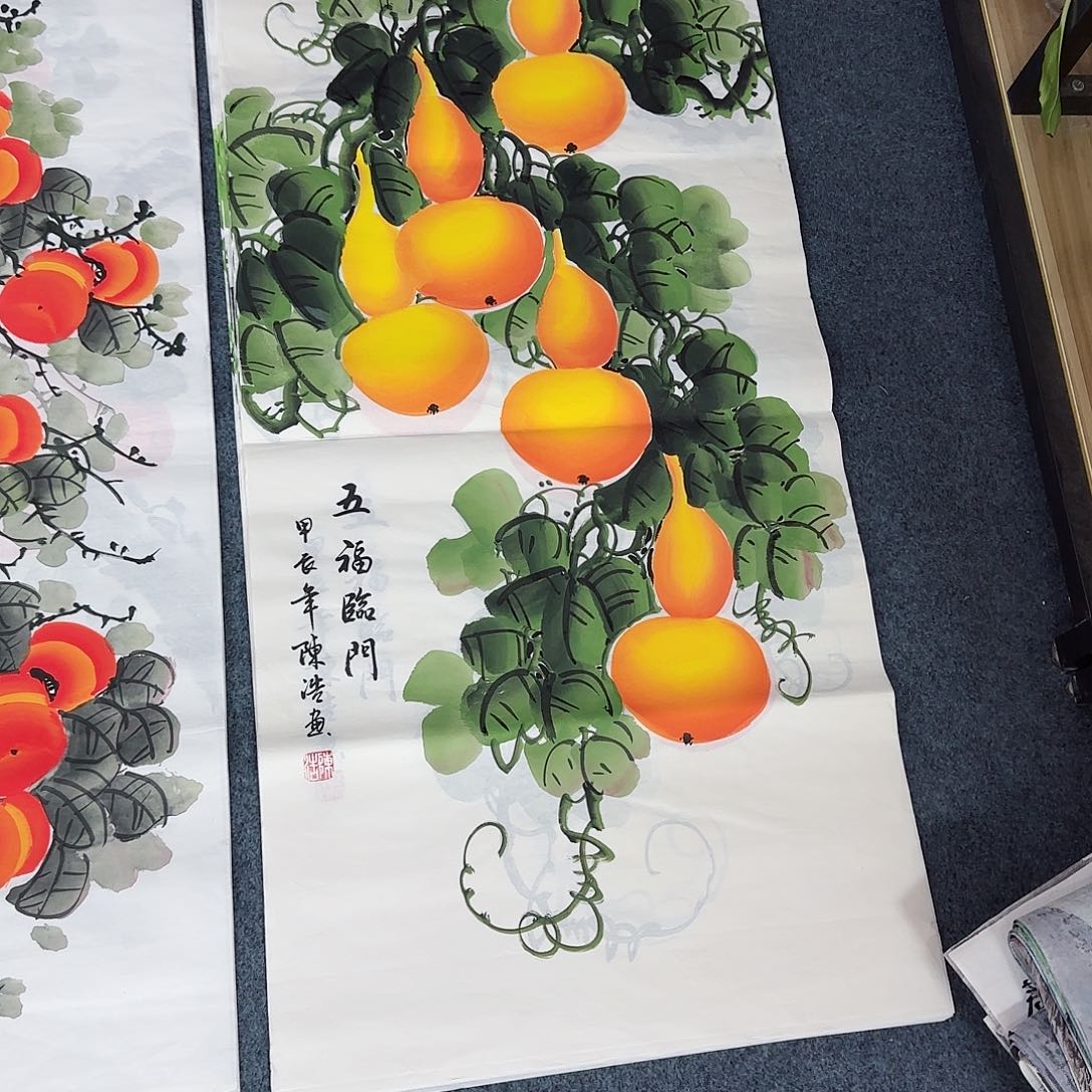 国画尺寸50X100手绘作品 