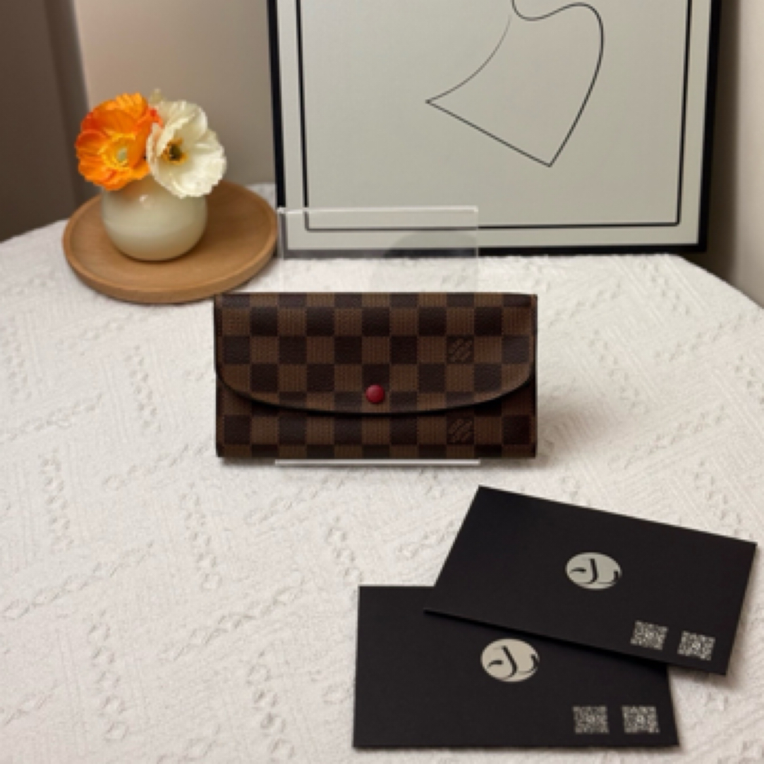 95新 LouisVuitton/路易威登 棕棋盘格 钱包/JW5790