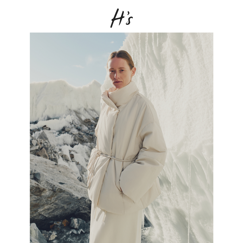 H'S围裹领羽绒服女25冬新款高级设计系带短款