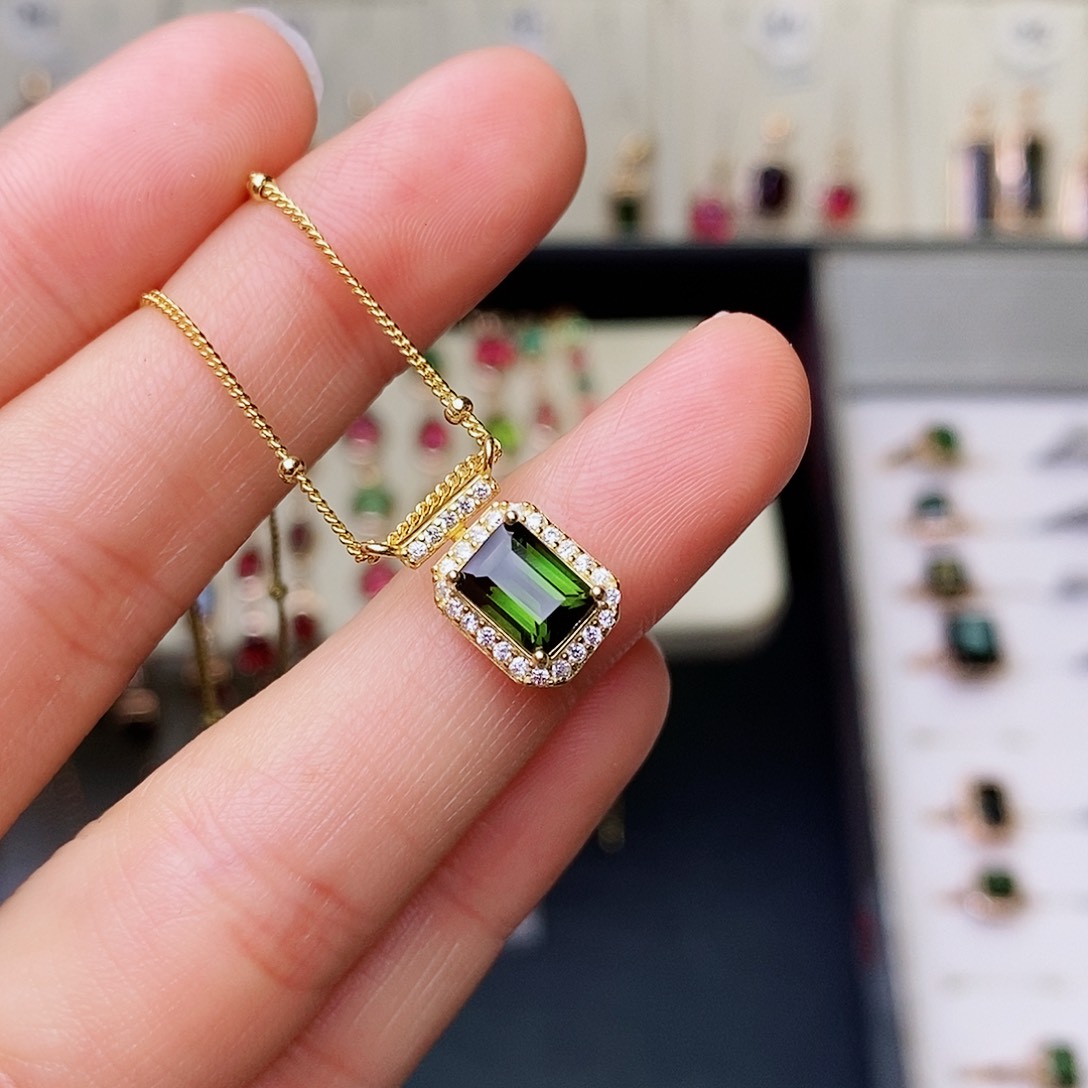 碧玺锁骨链银S925镶嵌