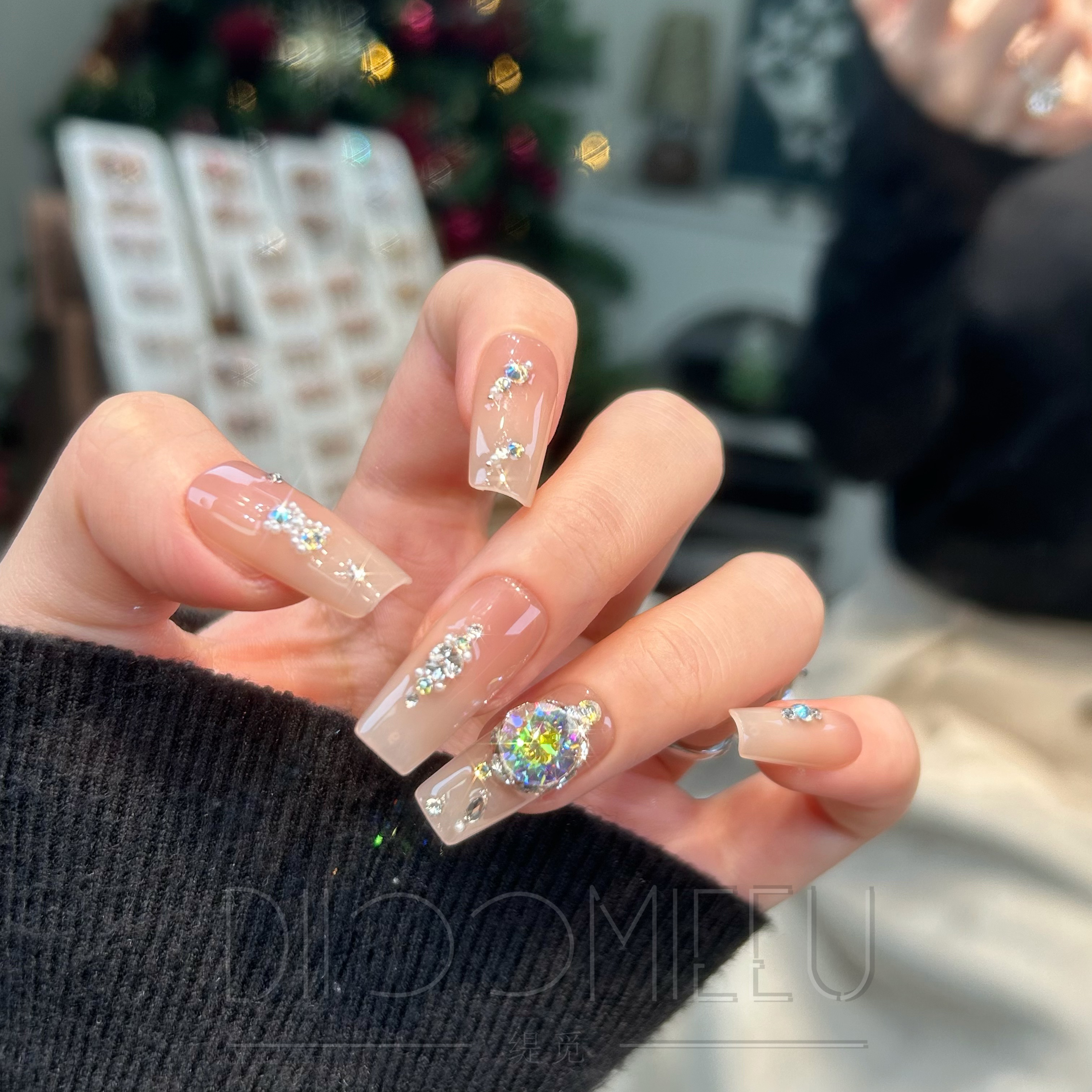 【华彩逐光】缇觅桂花糖藕同款底色全华子钻纯手工可拆卸式穿戴甲