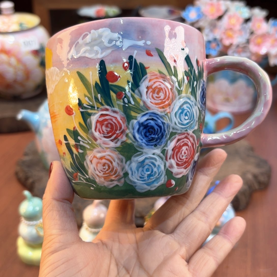 景德镇手绘高温釉下彩陶瓷茶具