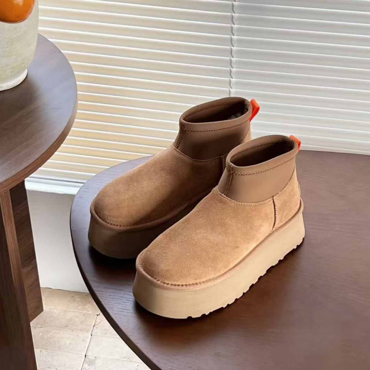 清仓【高筒迪普5cm】桑坡雪地靴厂家羊皮毛一体冬季增高防滑一脚蹬