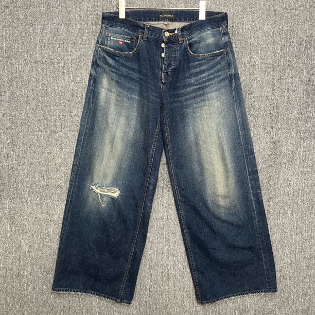 99新 Balenciaga/巴黎世家 SS24破坏牛仔长裤/28码/98新/13291