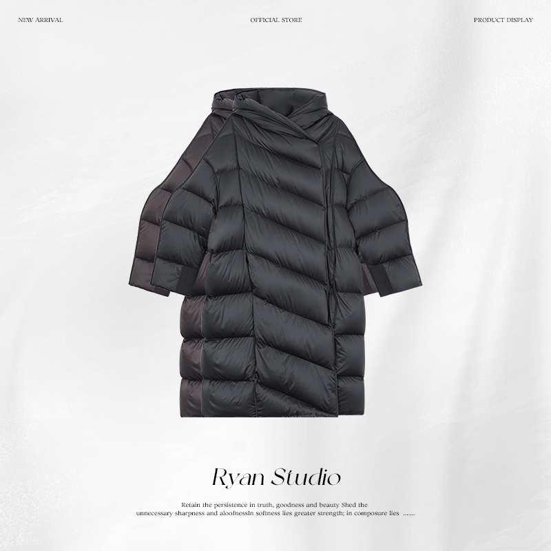 【石头Ryan】寂光绒丨内敛寂静之光将人优雅包裹长款鹅绒服W58YR608