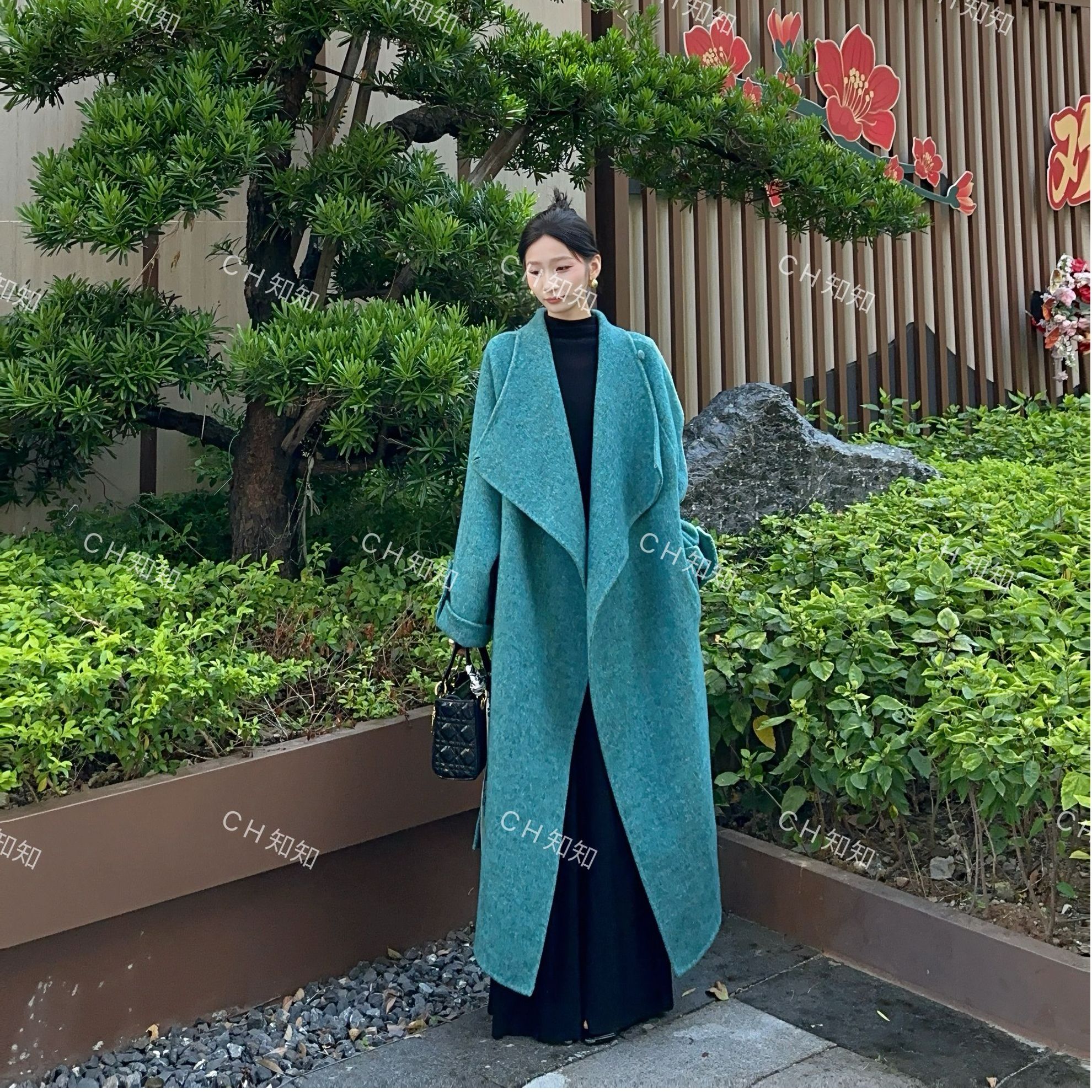 【】秋冬新款时尚气质修身百搭宽松双面呢大衣外套24010