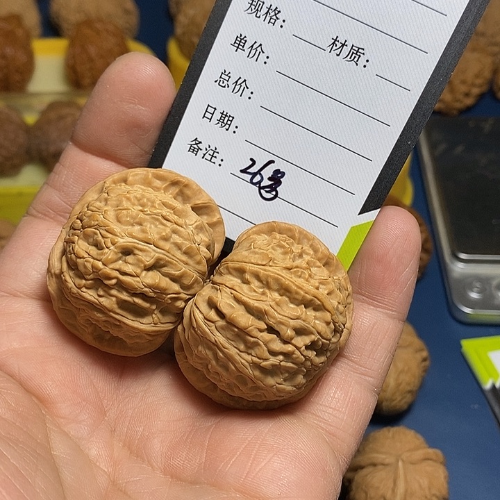 文玩核桃把件26号，43尺，白狮子