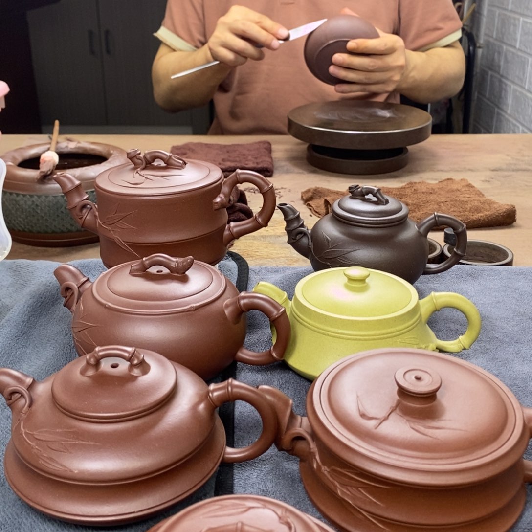 茶壶紫砂渔**水双线竹鼓330c c