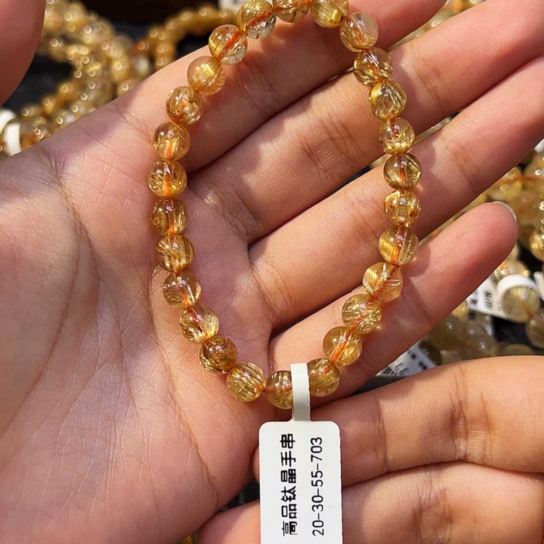 水晶手串未镶嵌天然金钛晶