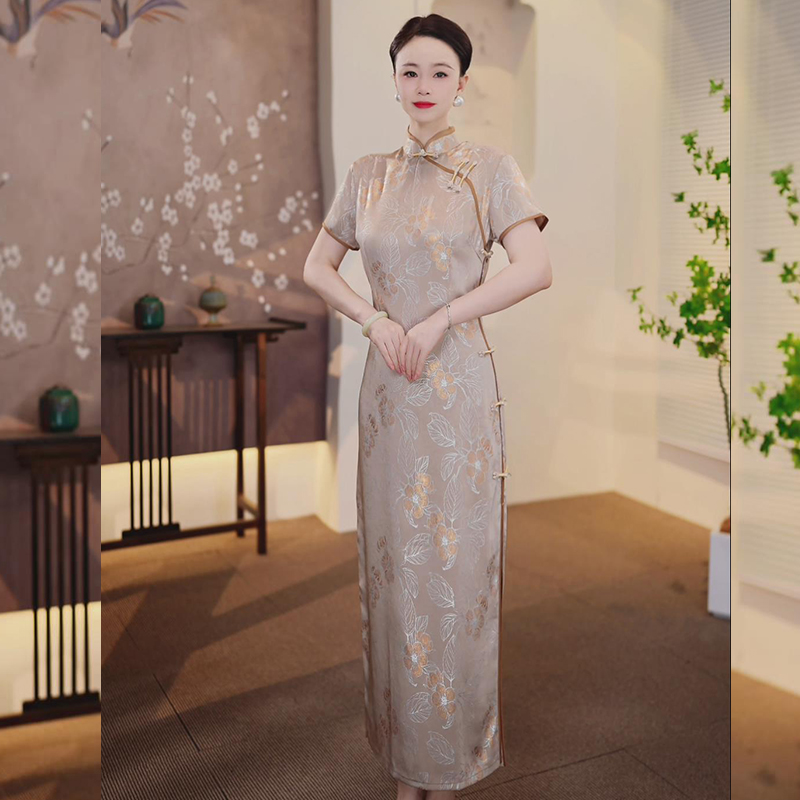 【Feel136】2025春夏新款高端提花复古奥黛中国风年轻款旗袍连衣裙