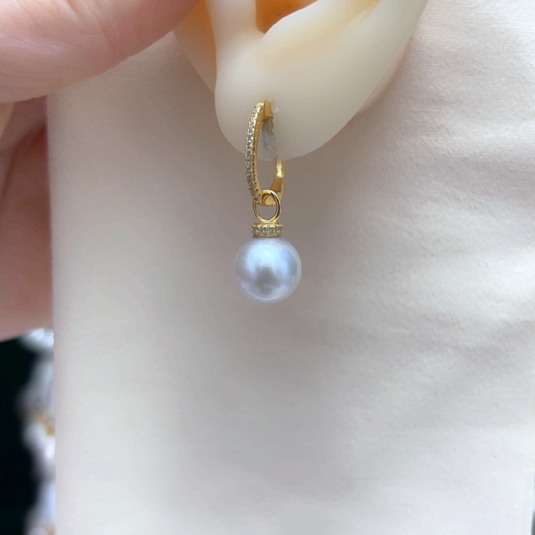 淡水珍珠耳饰银S925镶嵌