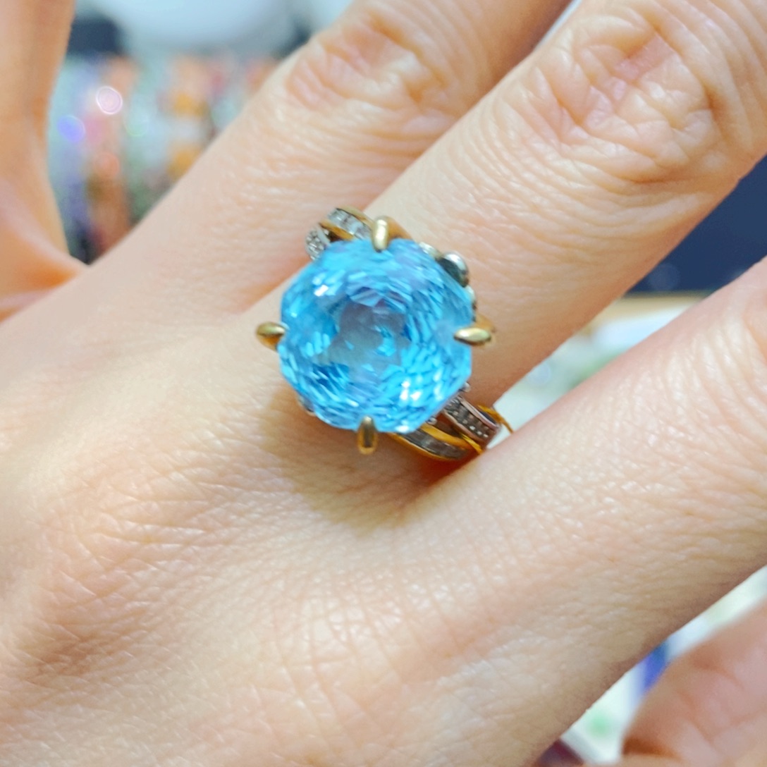 托帕石戒指银S925镶嵌