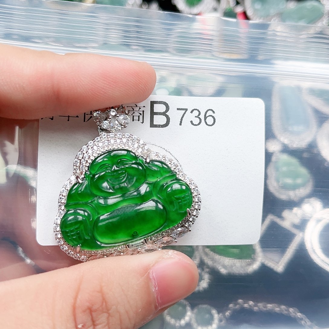 翡翠颈饰银S925镶嵌翡翠736