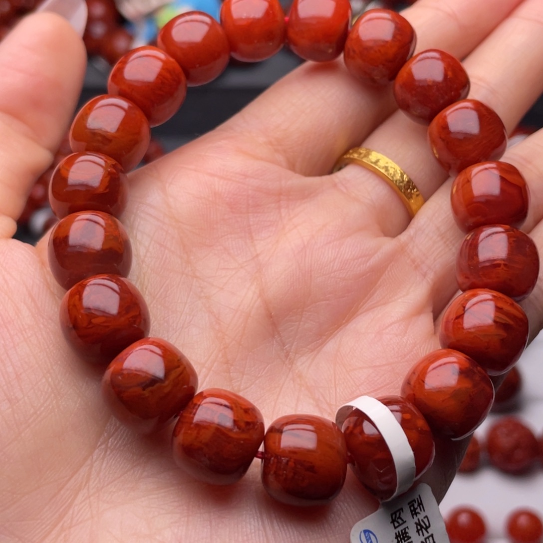 南红玛瑙未镶嵌手链12mm顶品瓦西牛血妖火焰老型手串