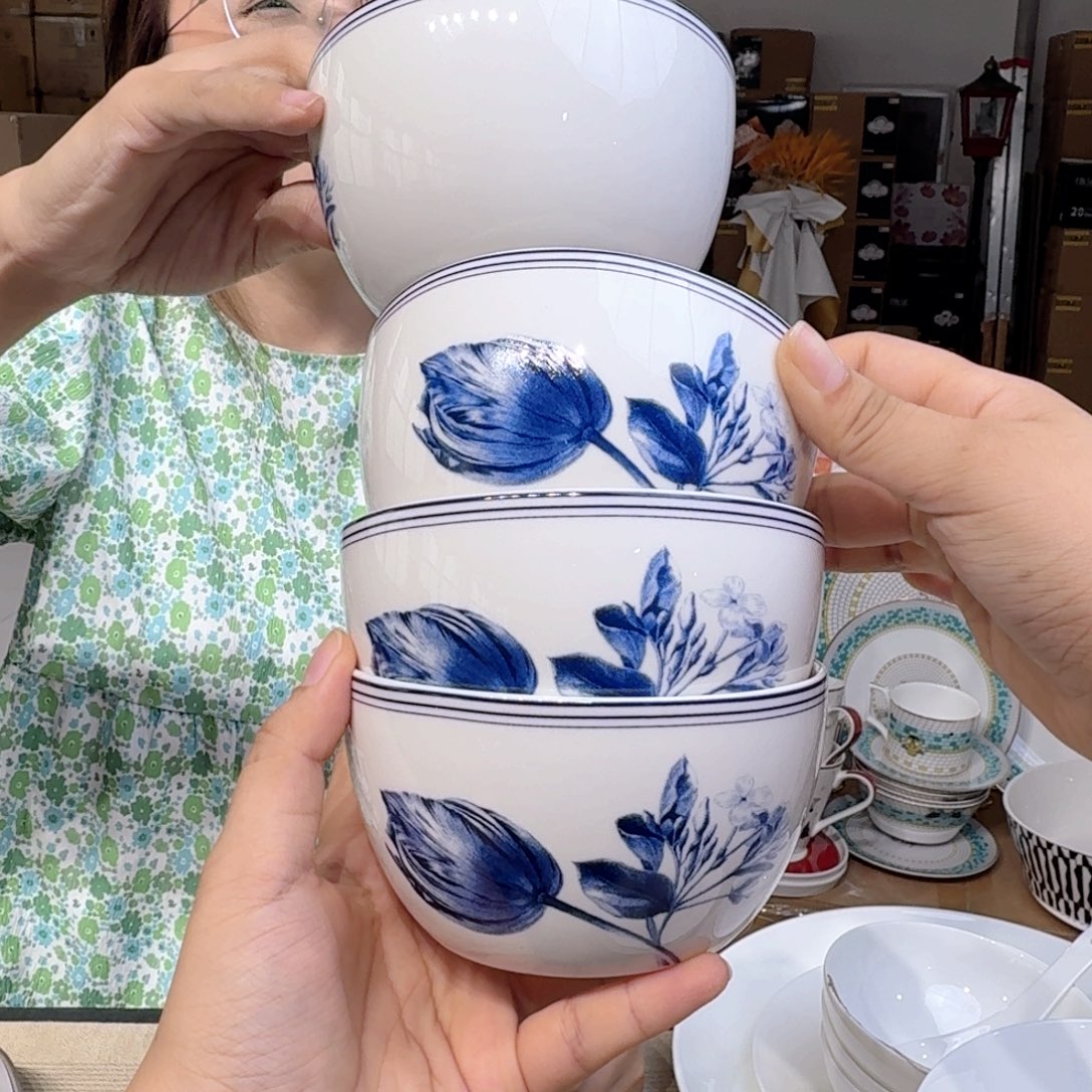 骨瓷4.5英寸12cm 饭碗四只外贸骨瓷