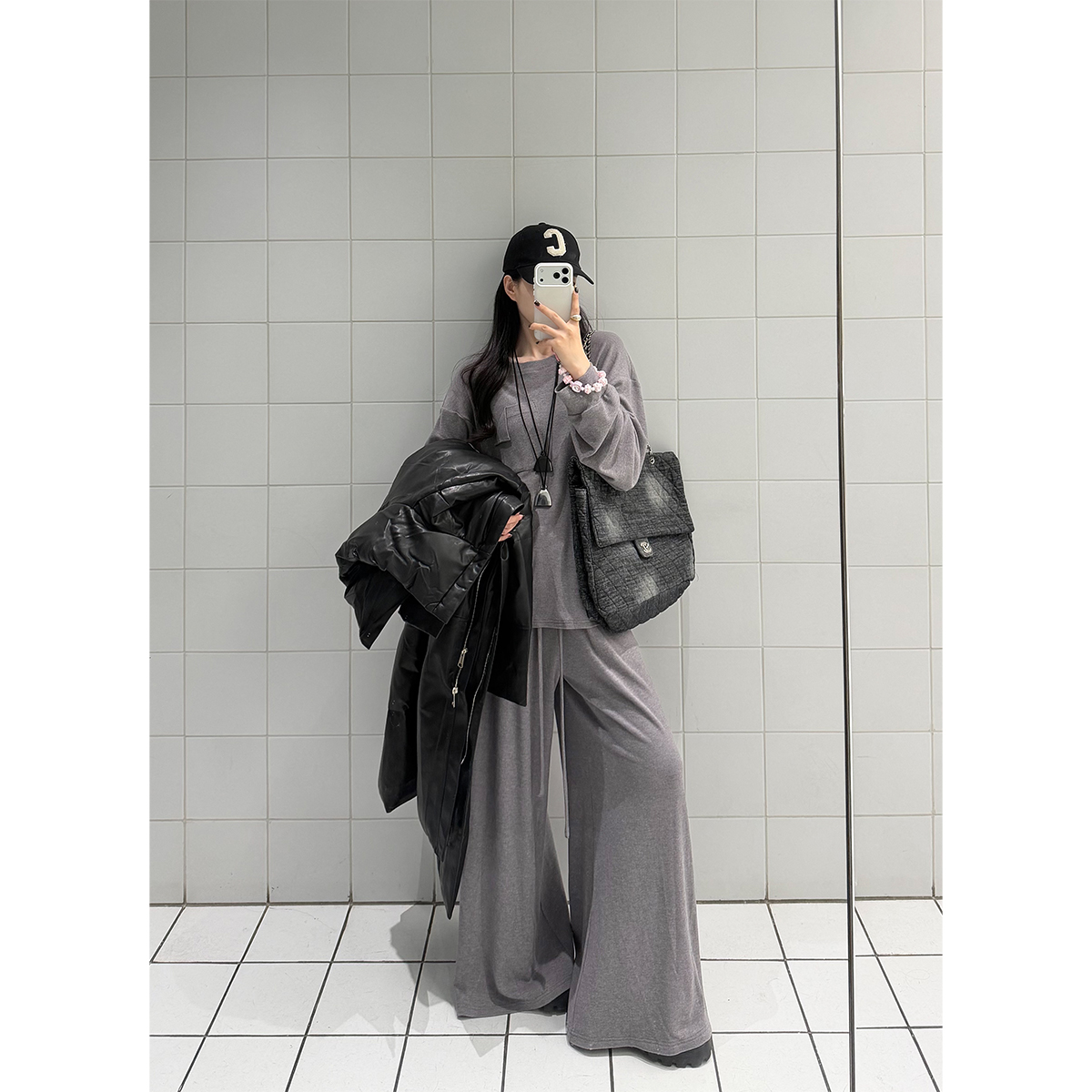  PAPERLLL辛间 闲适美学松弛感口袋卷边圆领上衣阔腿裤时尚套装女