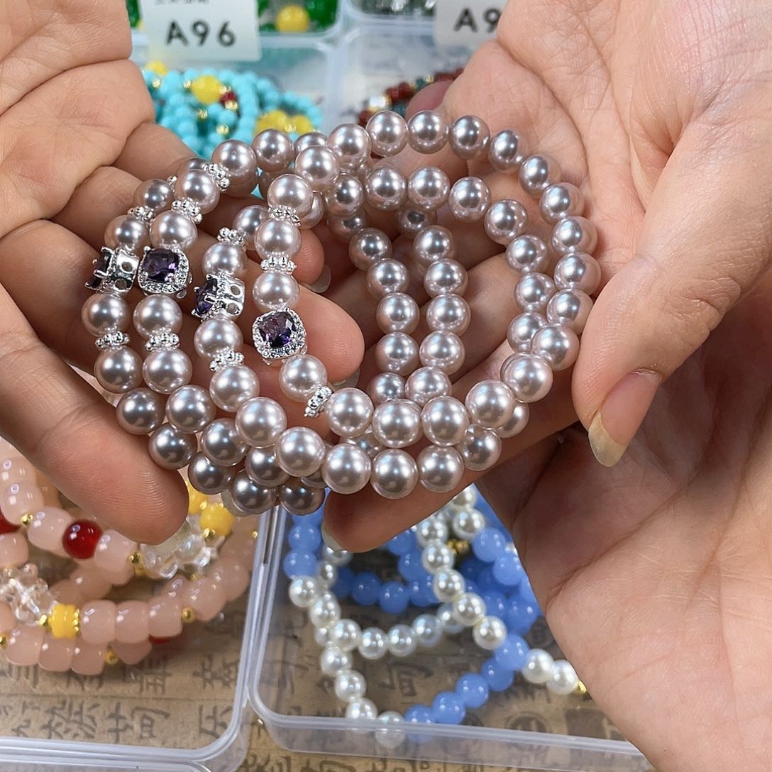 檀香木手串银S925镀金镶嵌