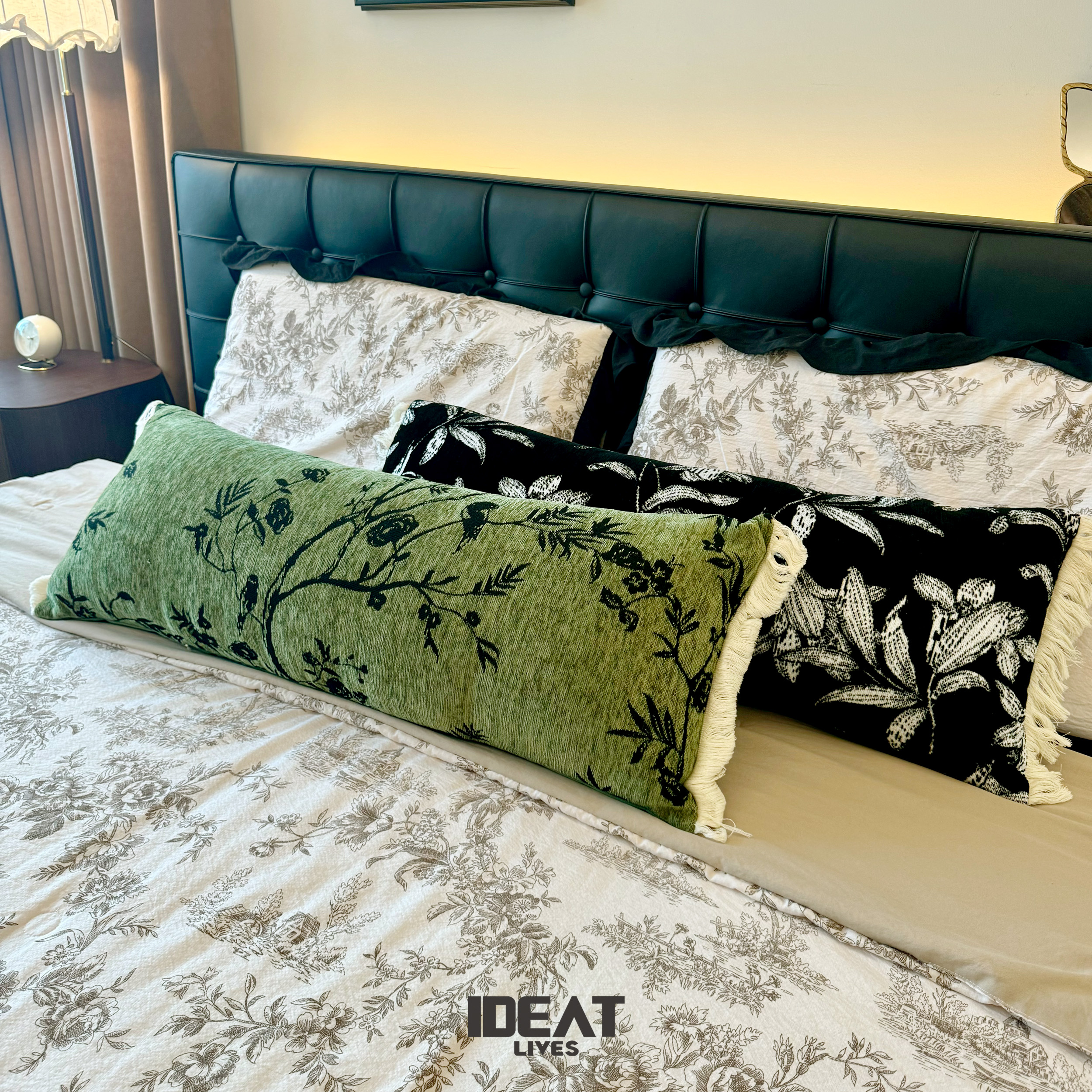 法式复古沙发加长抱枕床头轻奢绿色中式长条睡眠枕飘窗腰垫靠枕