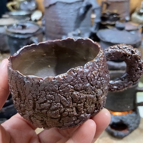 杯小马克杯 柴烧裸烧手作品