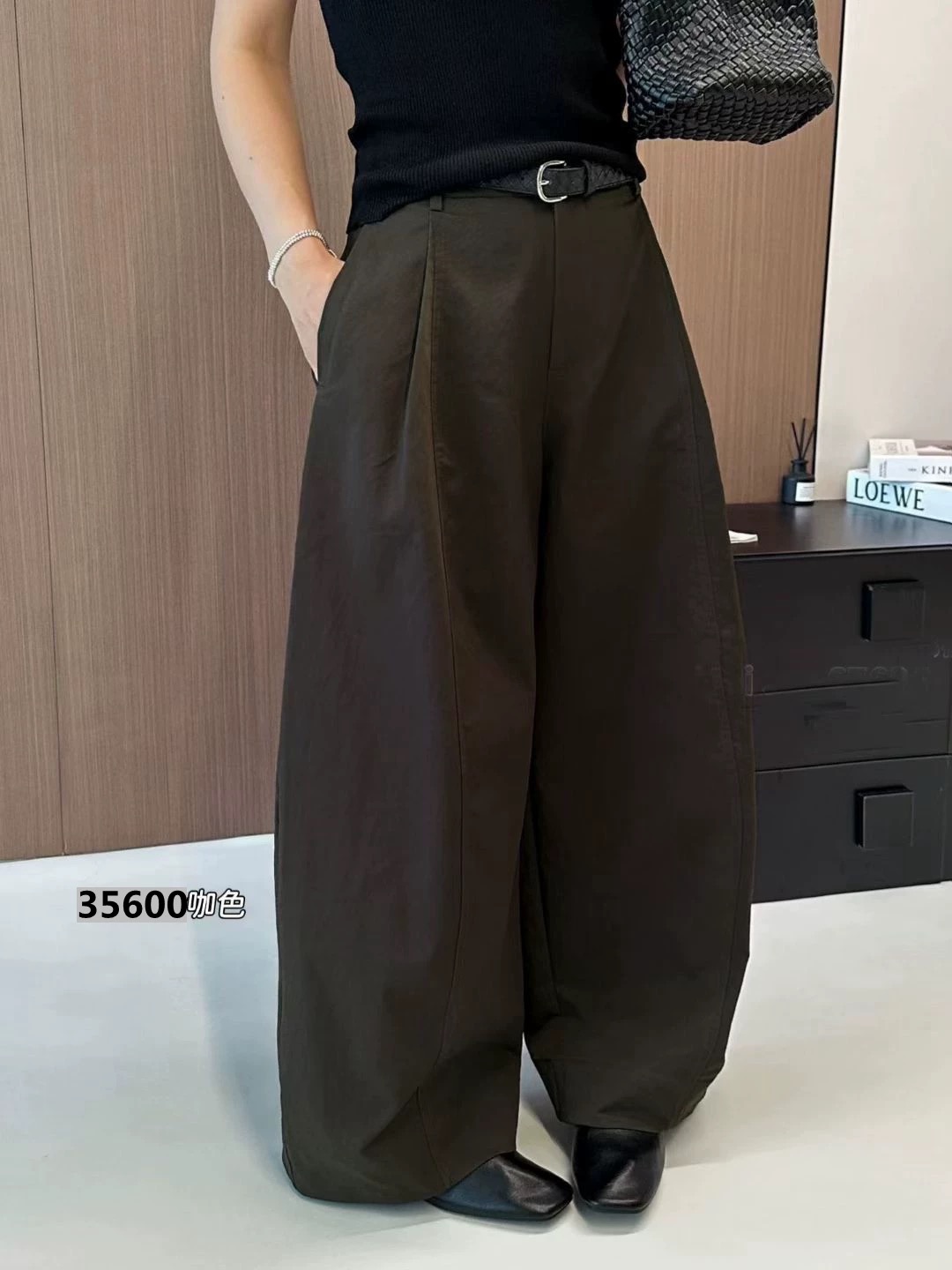 秋冬百搭休闲风休闲裤宽松阔腿阔腿裤不易变形纯色高腰舒适22-2