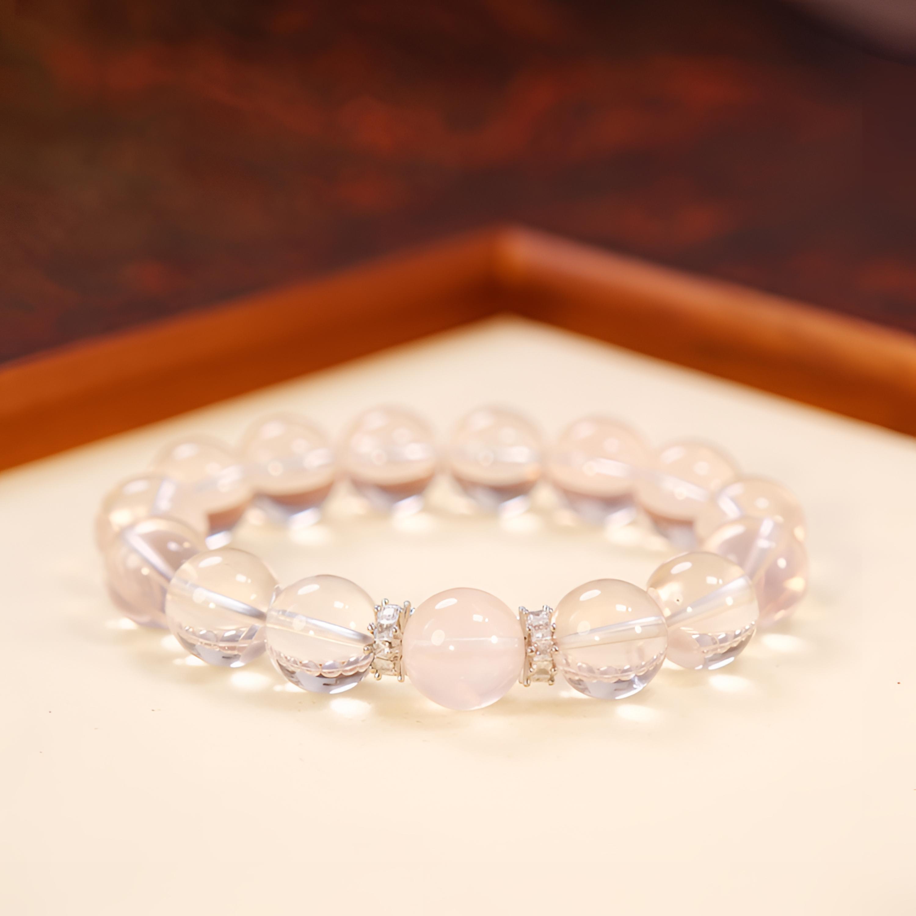 【空境】12mm净体冰橘粉 水晶手链设计款  C20