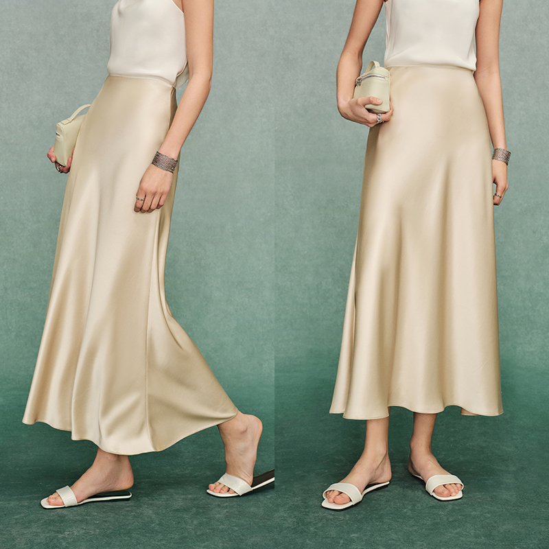 COKEYA日本进口缎面三醋酸半身裙中长款包臀显瘦鱼尾裙2025春夏
