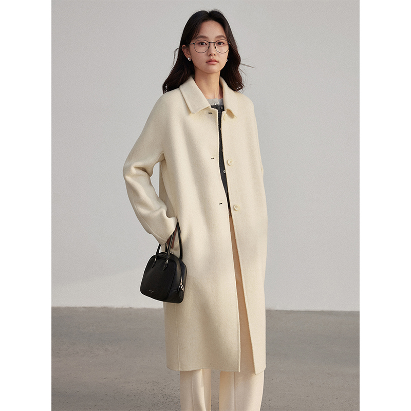 素典【比利时大衣】纯羊毛双面呢秋冬简约纯色毛呢大衣女外套2921