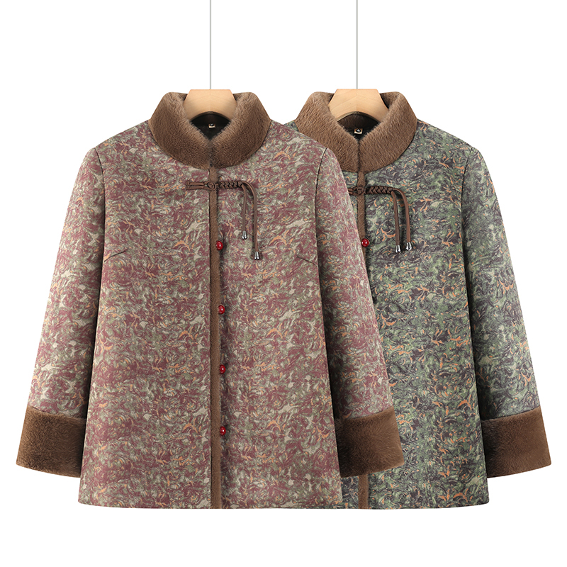 女装外套保暖老年女士立领奶奶装上衣加绒加厚老太太时尚洋气外套