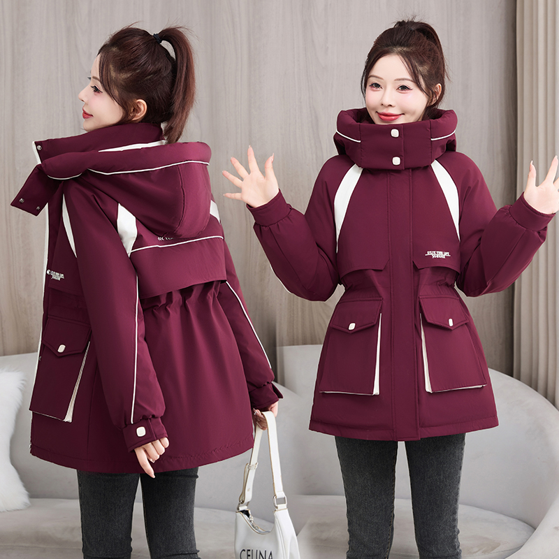 高级加厚派克棉服女中长款2025新款收腰棉衣宽松棉袄冬天防寒外套