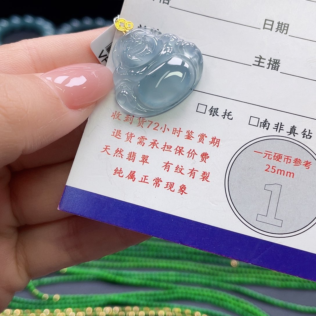 翡翠18K金镶嵌颈饰佛公