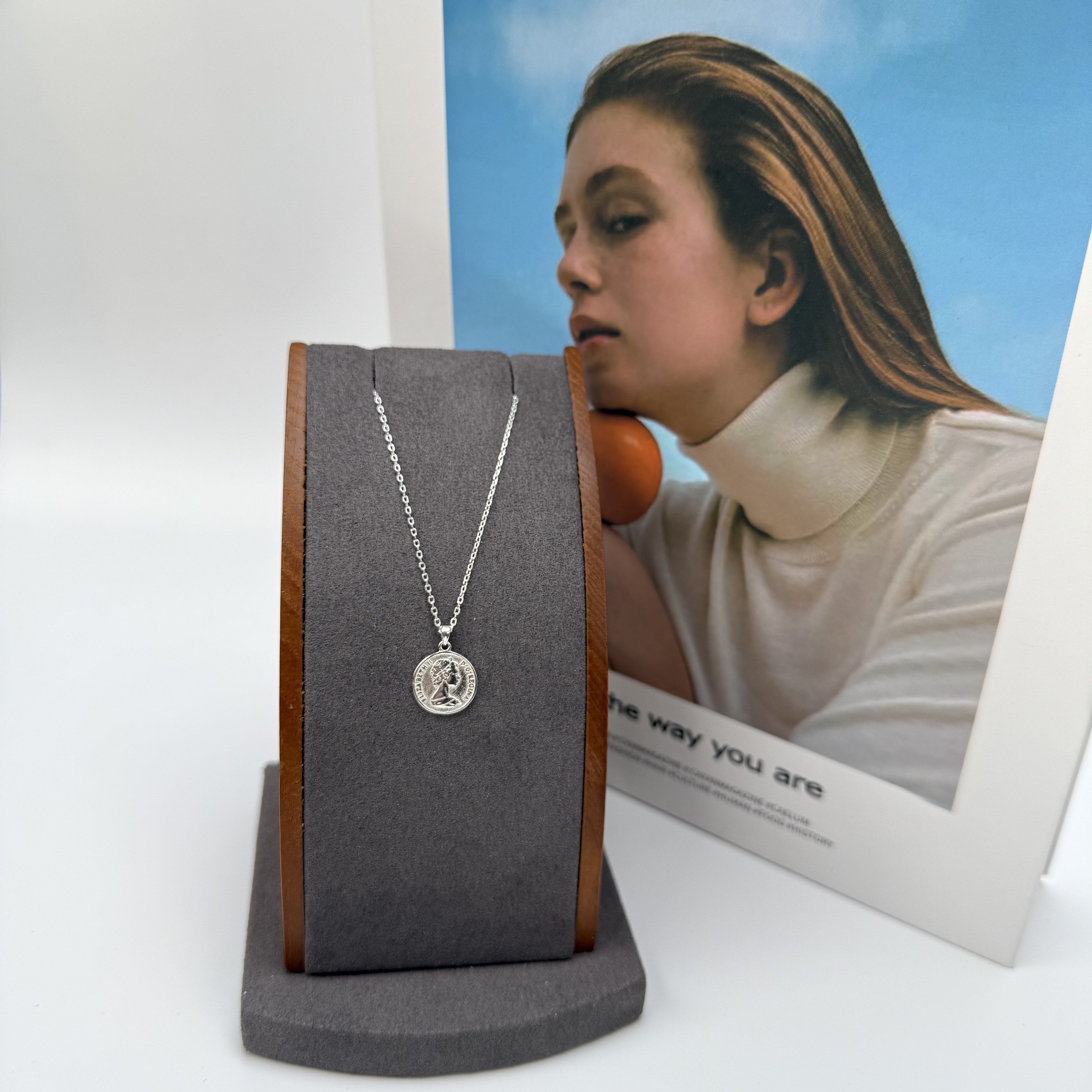 坠链均925银 【女神节】肌理圆盘项链气质女轻奢小众设计感精致设计