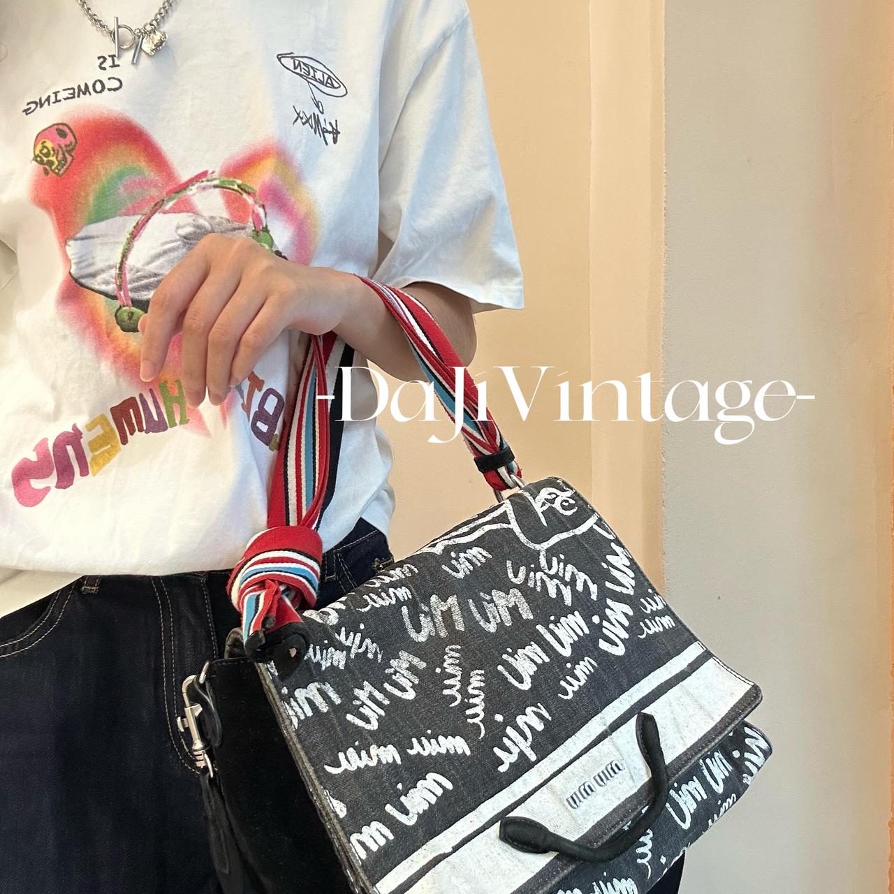 90新 MIU MIU/缪缪 大吉中古/miumiu缪缪涂鸦牛仔单肩包