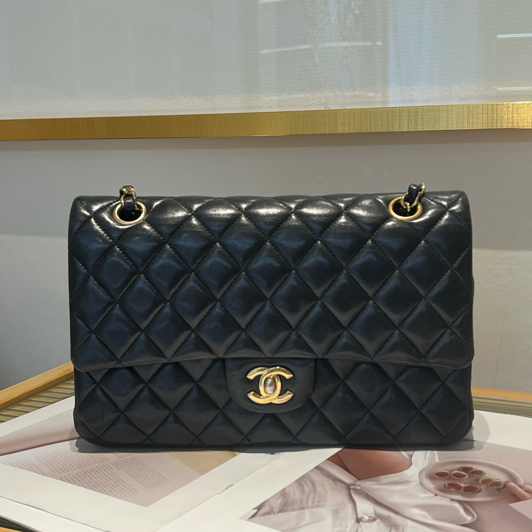 95新 Chanel/香奈儿 香奈儿黑金cf中号单肩包 23开