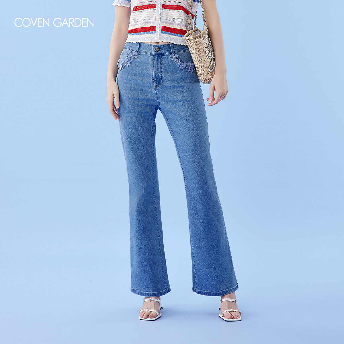 哥文花园棉质弹力微喇牛仔裤CSA2061400