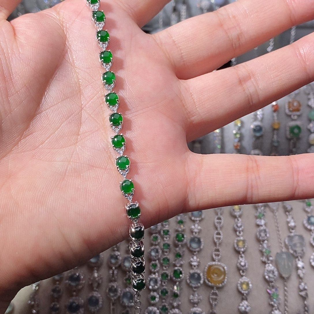 翡翠银S925镶嵌手链