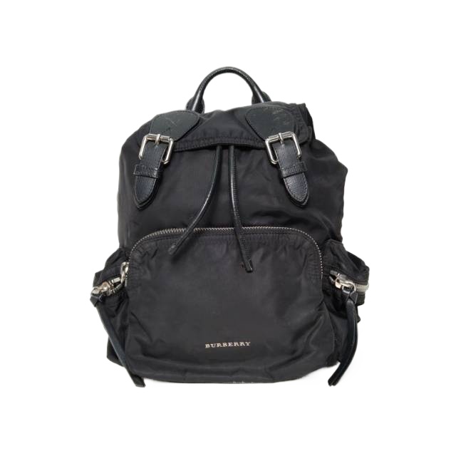 99新 BURBERRY/博柏利 【黑黑】 黑色 尼龙 The Ruck 抽绳双肩包