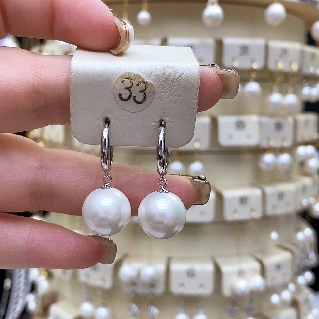 银S925镶嵌淡水珍珠耳饰