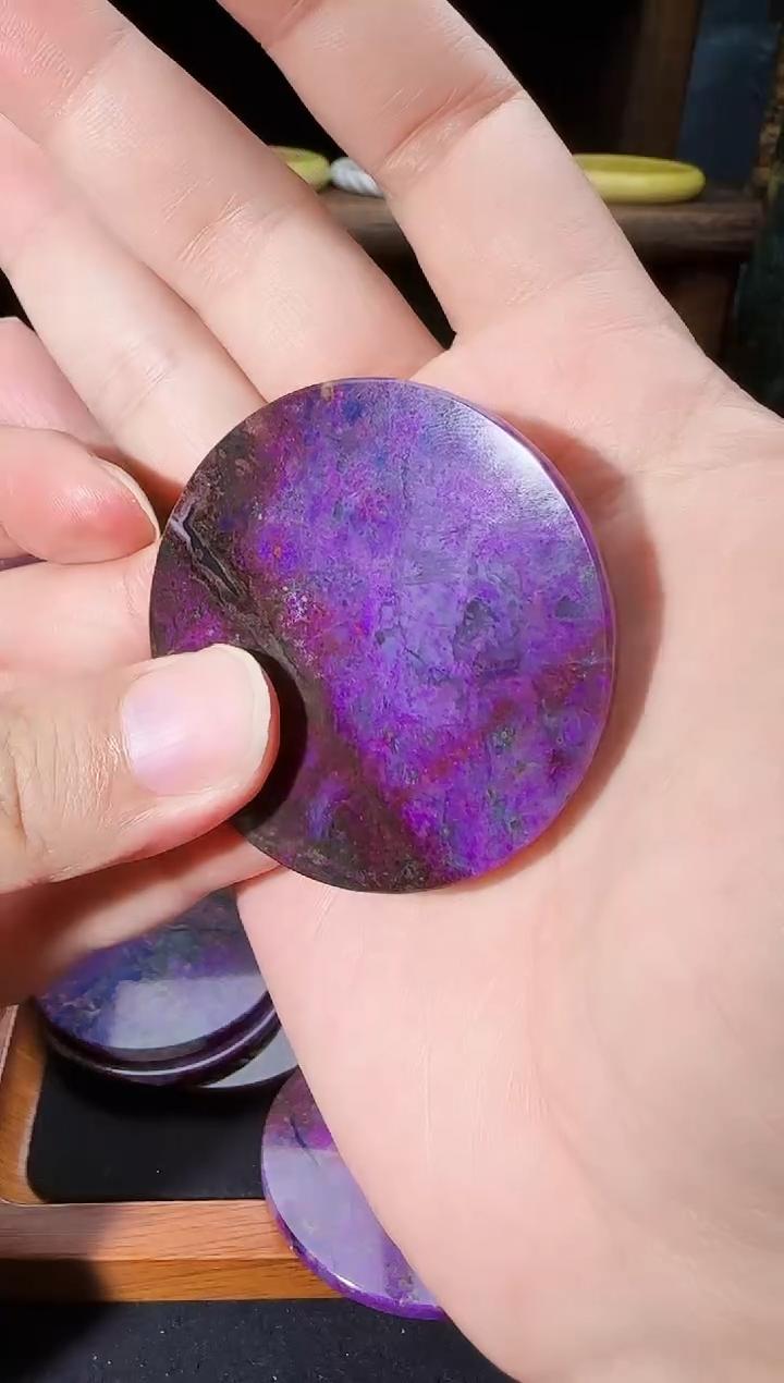 如愿四宝 南非老矿 舒俱来桃红料圆牌吊坠@多样性发其一