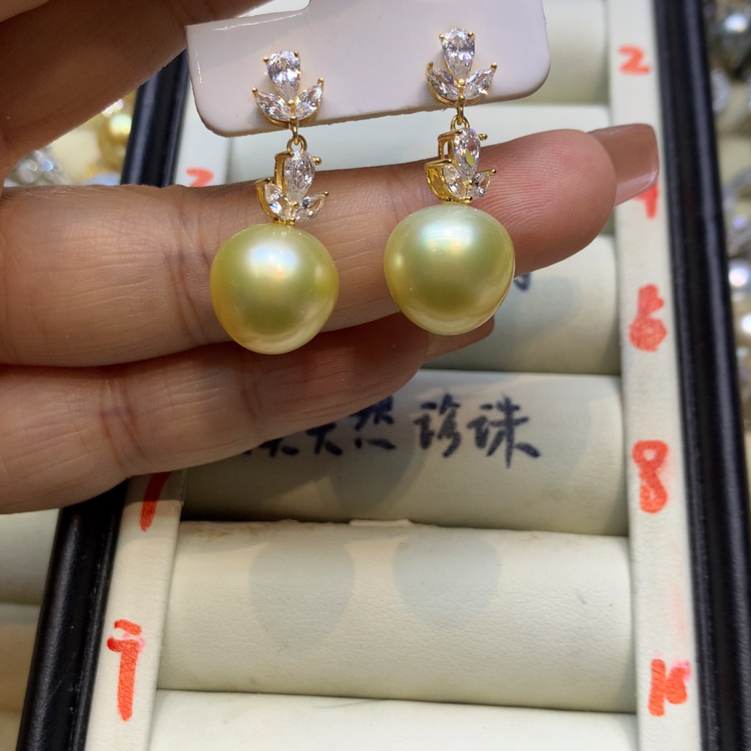 银S925镶嵌耳饰海水珍珠