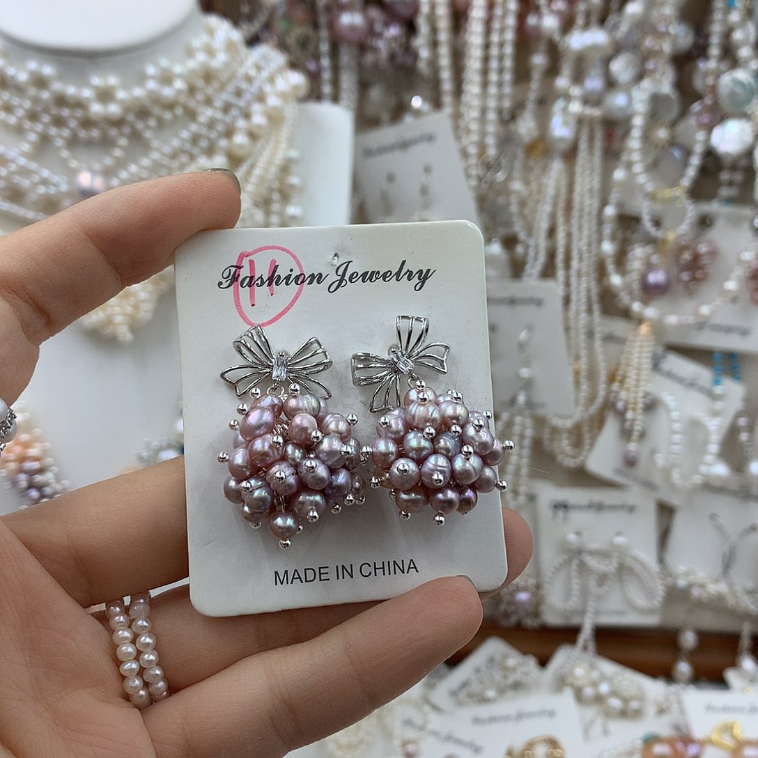 李***哩耳饰银S925镶嵌淡水珍珠