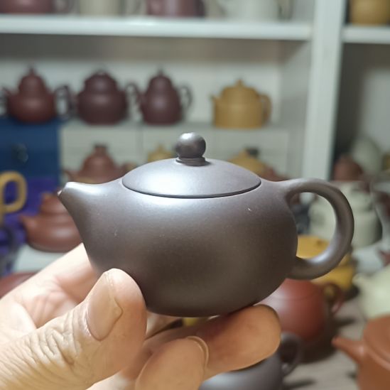 紫砂茶壶原矿天青扁西施120cc半手工