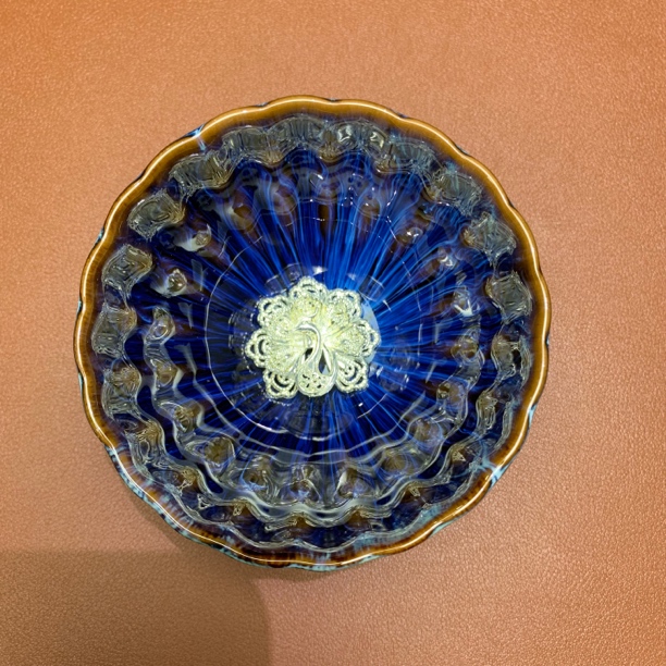 窑变银孔雀天目瓷盏杯精美茶杯高端主人杯陶瓷杯单只装无礼盒T