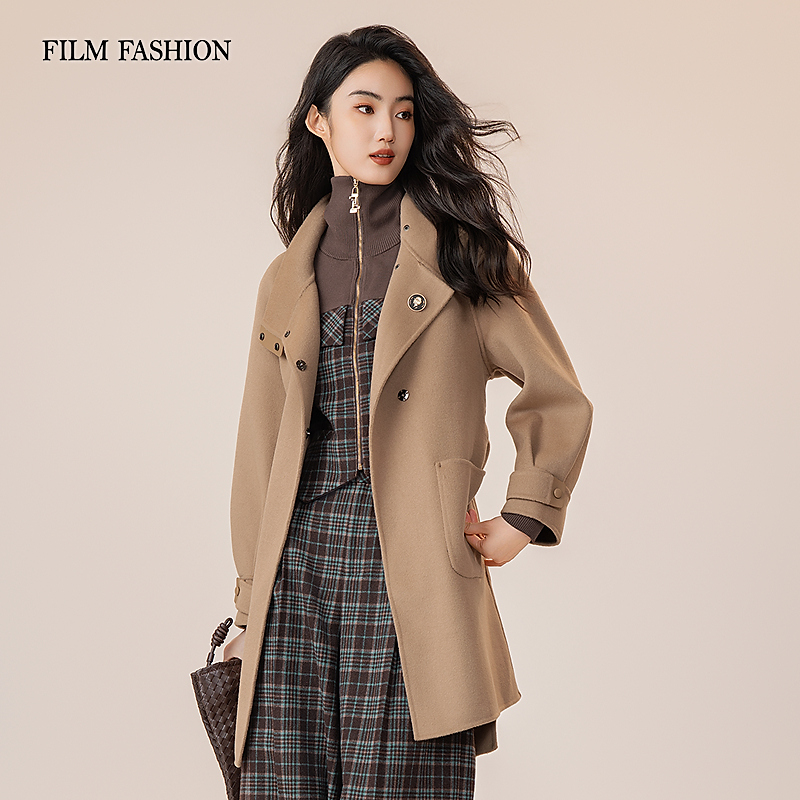 【芊芊专属】冬季新款双面呢外套大衣100%羊毛百搭女 FFSG143665